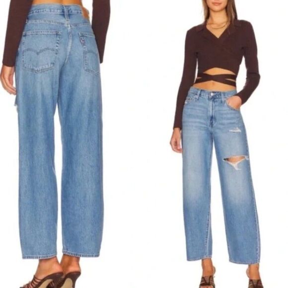 Levi’s Baggy Dad Relaxed Distressed Jean in Size 25 - Picture 1 of 11